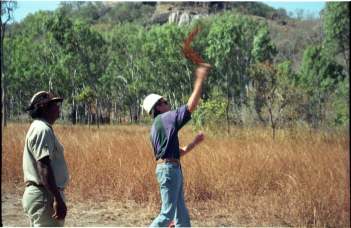 Don throwing Boomerang