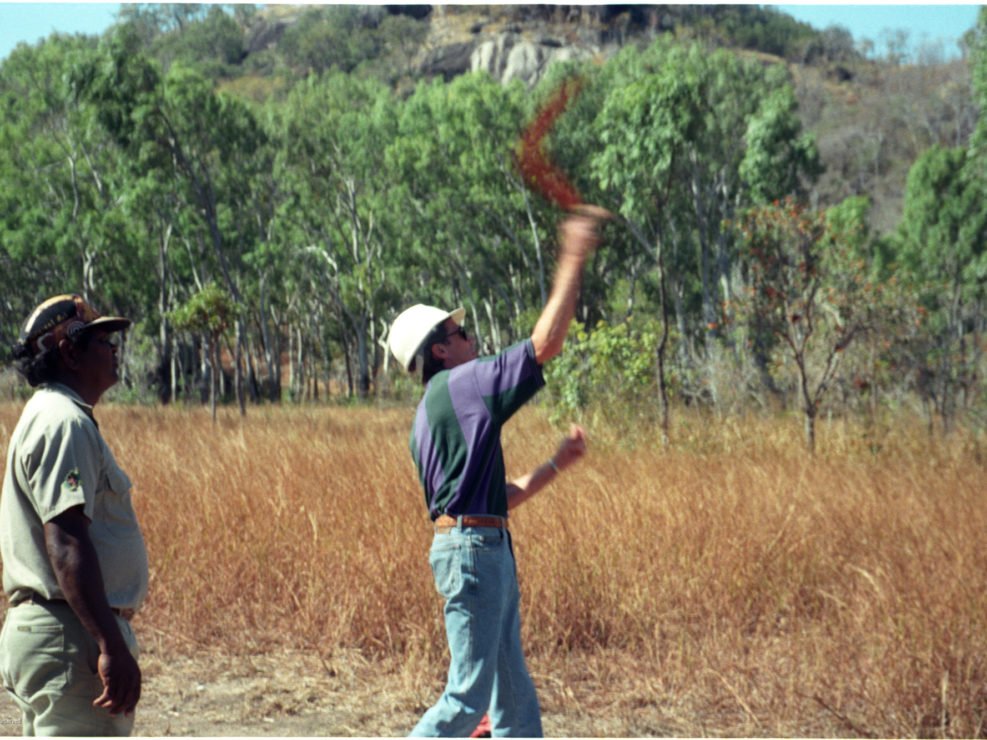 Don throwing Boomerang