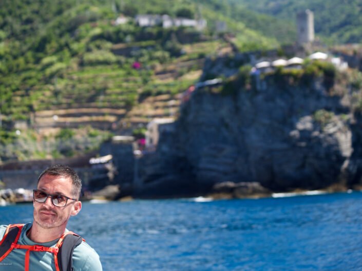 Olman in front of Vernazza Doria Tower